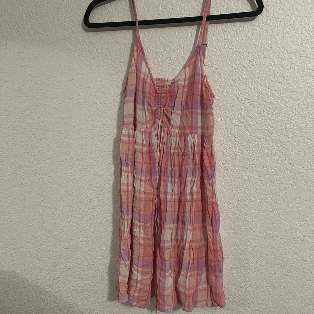 BP Pink and Purple Plaid Midi Dress